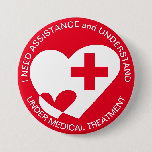 BIJSTAND/HULPBEHOEFTE RONDE BUTTON 7,6 CM (Voorkant)