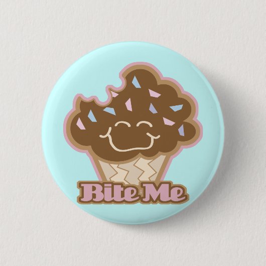 bijt me chocolade cupcake ronde button 5,7 cm (Voorkant)