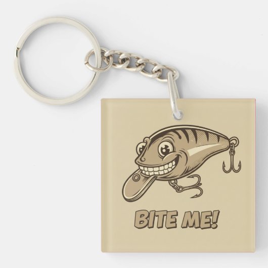 Bijt me! Geviste Sleutelhanger van acrylverf (voorkant)