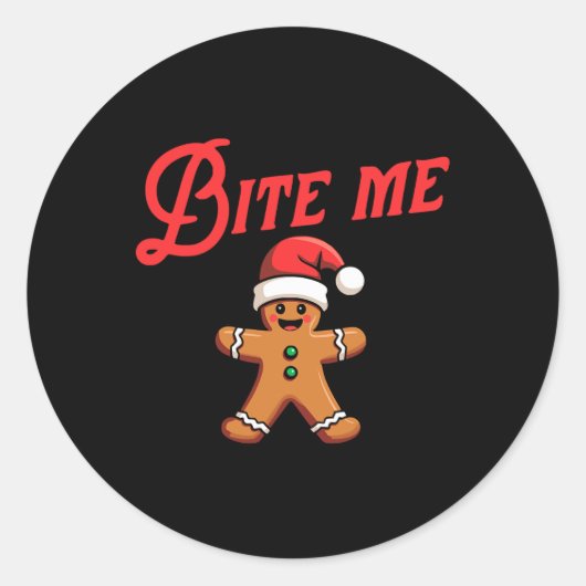 BIJT ME Gingerbread Cookie Grappig Sarcastisch Ker Ronde Sticker (Voorkant)