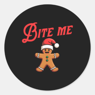 Bijt Me Gingerbread Cookie Grappig Sarcastisch Ker Ronde Sticker