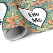 Bijt me Grappig Hart Swirly Retro Design Cadeaupapier (Rol Hoek)