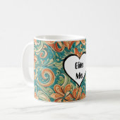 Bijt me Grappig Hart Swirly Retro Design Koffiemok (Voorkant links)