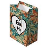 Bijt me Grappig Hart Swirly Retro Design Medium Cadeauzakje (Voorkant Gekanteld)