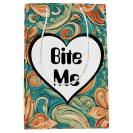 Bijt me Grappig Hart Swirly Retro Design Medium Cadeauzakje
