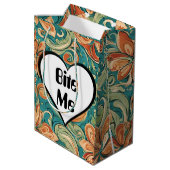 Bijt me Grappig Hart Swirly Retro Design Medium Cadeauzakje (Achterkant Gekanteld)