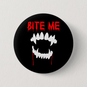 Bijt me Halloween vampier tanden Ronde Button 5,7 Cm