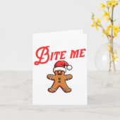 Bijt Me Peperkoek Koekje Funny Sarcastisch Kerstmi Kaart (Gele Bloem)