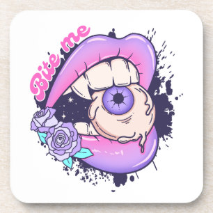 Bijt me roze halloween lippen bier onderzetter