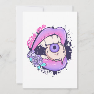 Bijt me roze halloween lippen kaart