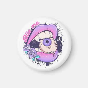 Bijt me roze halloween lippen magneet