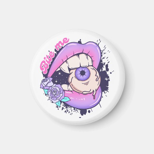 Bijt me roze halloween lippen magneet (Voorkant)