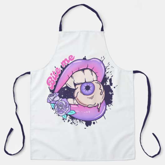 Bijt me roze halloween lippen schort (Voorkant)