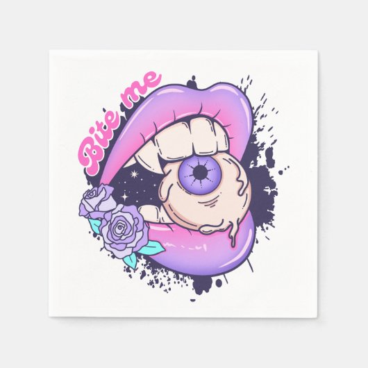 Bijt me roze halloween lippen servet (Voorkant)