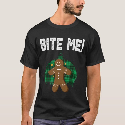 Bijt Me Shirt Funny Christmas Gingerbread Man Kost (Voorkant)
