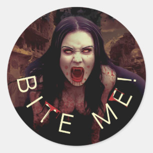 Bijt me! Vampier Halloween ID980 Ronde Sticker