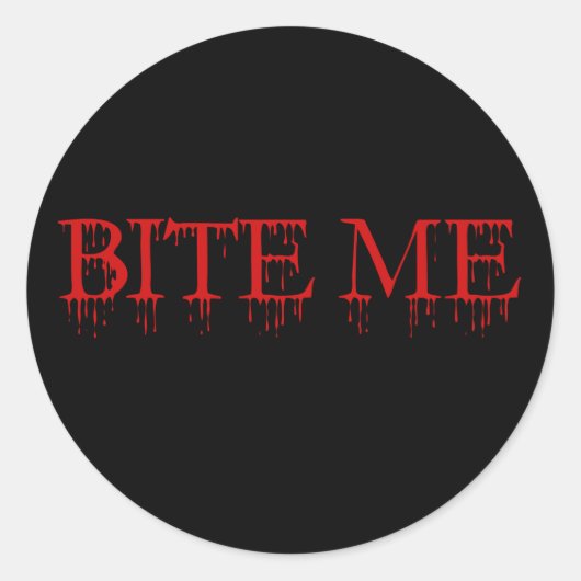 Bijt me, vampier ronde sticker (Voorkant)