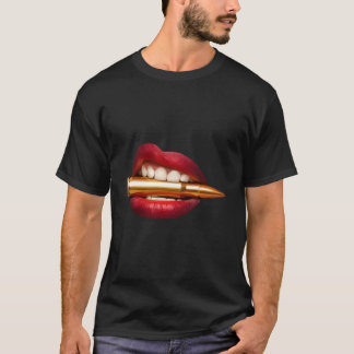 Bijt op de kogellippen Pistool Pop T-shirt