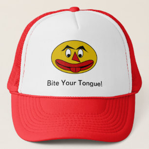 Bijt op je tong Grappig geel gezicht Trucker Pet