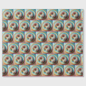 Bijt uit donut met strooien cadeaupapier (Vlak)