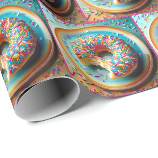 Bijt uit donut met strooien cadeaupapier (Rol Hoek)