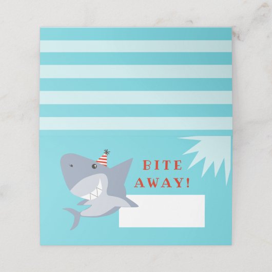 Bijt weg | Haai Verjaardagsfeestje Voedseltent Plaatskaartje (Buitenkant ongevouwen)