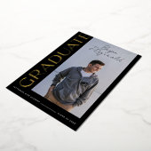 Bijtekst Modern Zwart en Goud Afstudeerder Aankond Folie Uitnodiging (Gedraaid)