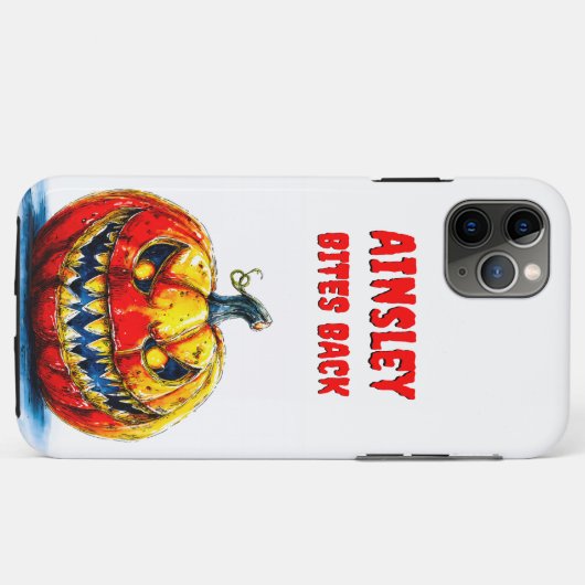 Bijten Terug Pompoen Grappig Halloween Ontwerp Case-Mate iPhone Case (Achterkant (horizontaal))