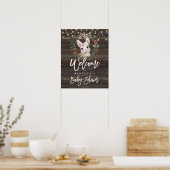 bijtend floreel schattig konijn baby shower welkom poster (Keuken)