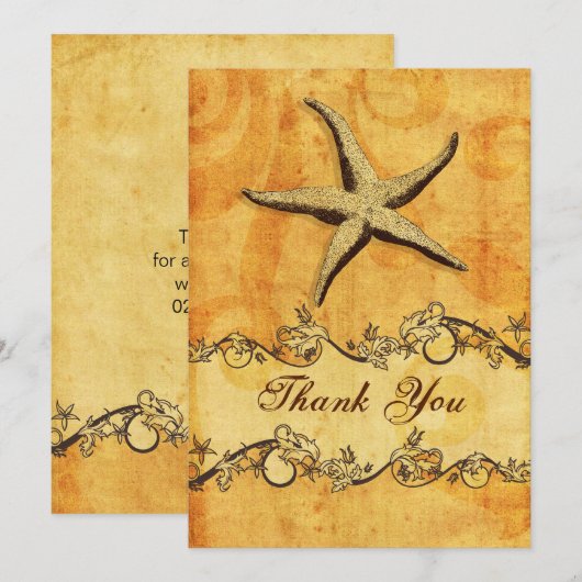 bijtend ,  , zeester strand dank je kaart (Voorkant / Achterkant)