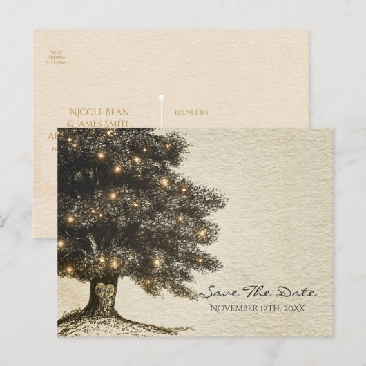 bijtende bomen en gevechtslijnen sparen de datum aankondigingskaart (Voorkant / Achterkant)