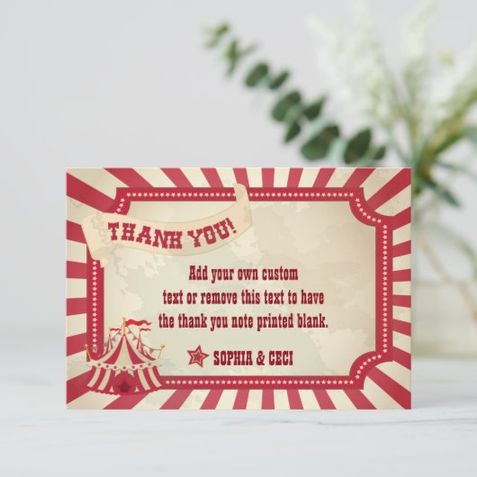 , bijtende Circus Bedankkaart (Staand voorkant)
