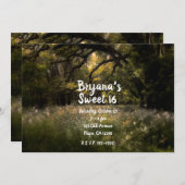 Bijtende Floral Enchanted Forest Tree Sweet 16 Par Kaart (Voorkant / Achterkant)