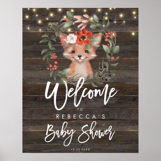 bijtende florale florale flora baby shower welkoms poster (Voorkant)