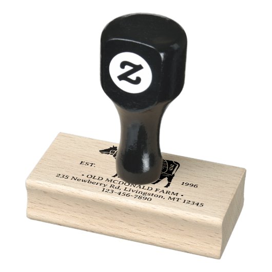 bijtende Koe Vleesslagerenkaart Boerderij land Rubberstempel (Stempel)