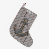bijtende kuststrook nautisch houtsanker kleine kerstsok (Voorkant (Hangend))