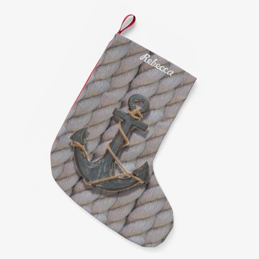bijtende kuststrook nautisch houtsanker kleine kerstsok (Voorkant (Hangend))