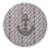 bijtende kuststrook nautisch touwschip en anker keramische knop (Voorkant)