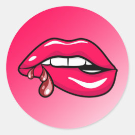 Bijtende lippen ronde sticker