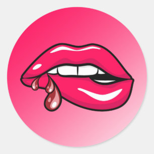 Bijtende lippen ronde sticker