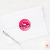 Bijtende lippen ronde sticker (Envelop)