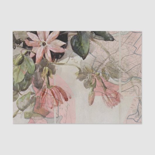 bijtende textuur Botanische kaart ontkoppeling Tissuepapier (Voorkant)