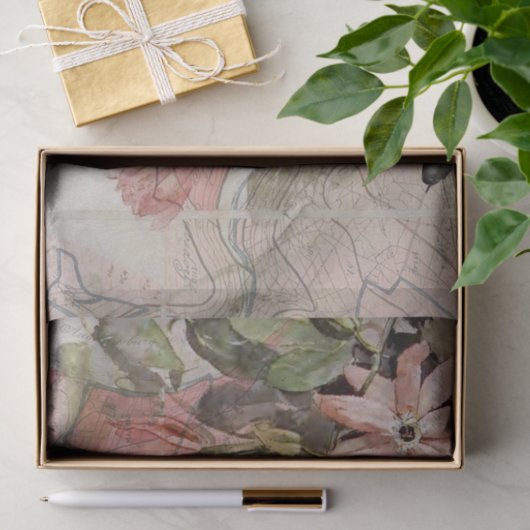 bijtende textuur Botanische kaart ontkoppeling Tissuepapier (Geschenk)