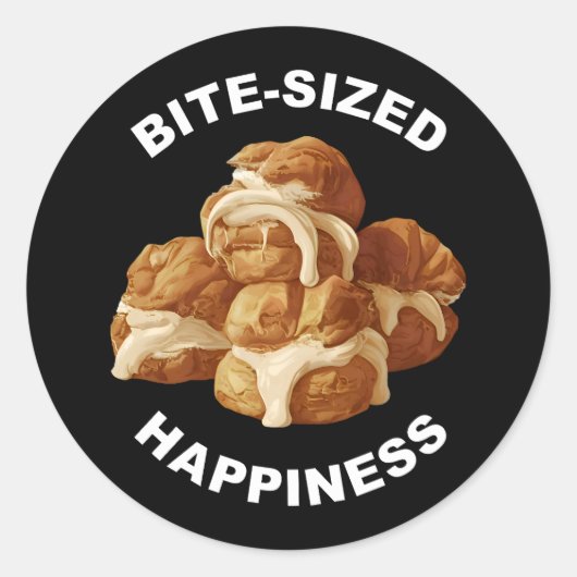 Bijtgrootte geluk Profiteroles Ronde Sticker (Voorkant)