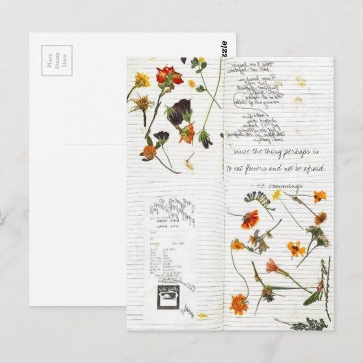 bijv. samengeperste bloemen cursieve dagboek briefkaart (Voorkant / Achterkant)