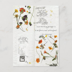 bijv. samengeperste bloemen cursieve dagboek briefkaart