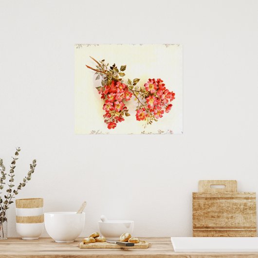 Bijvoegen met rozen bloemen, aangepast poster (Keuken)