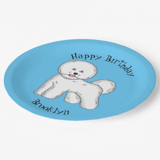 Bijvoorbeeld cartoon bichon frise papieren bordje (Gekanteld)