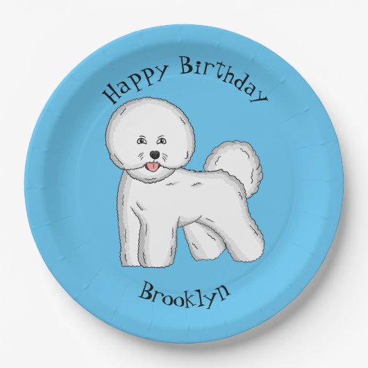 Bijvoorbeeld cartoon bichon frise papieren bordje (Voorkant)