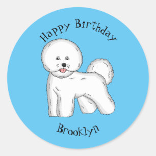 Bijvoorbeeld cartoon bichon frise ronde sticker